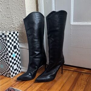 SCHUTZ Maryana 3.5” black croc boot